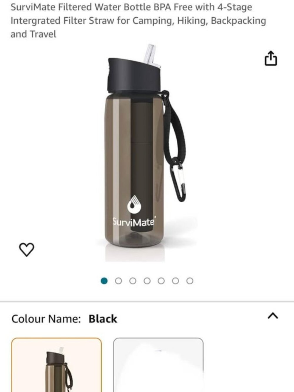 SurviMate Filtered Water Bottle BPA Free
